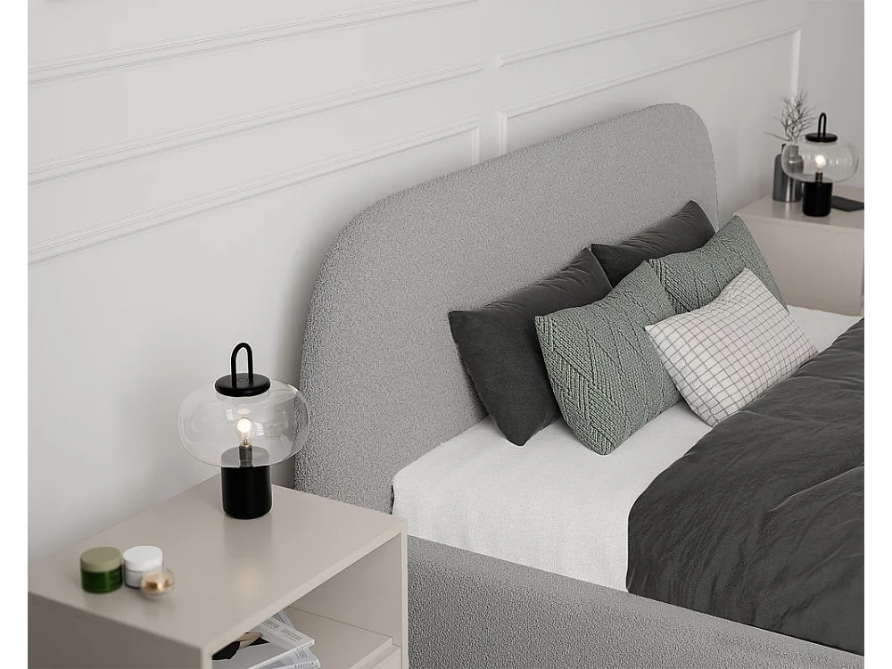 Lit tapissé CLOUD avec coffre de rangement pour la literie | 140x200 Gris