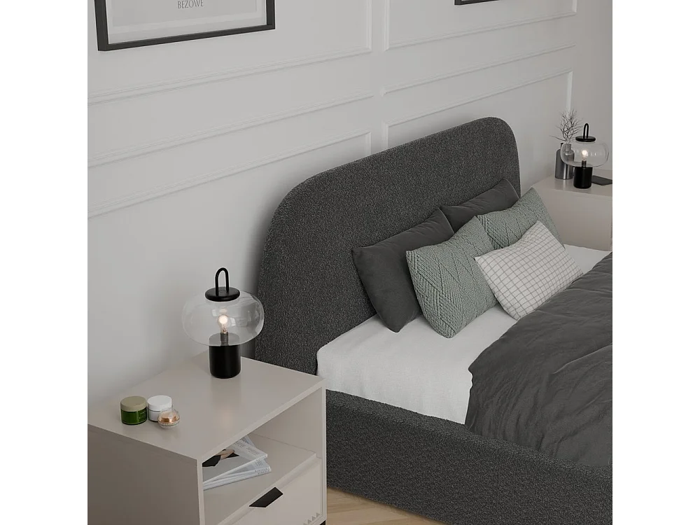 Lit tapissé CLOUD avec coffre de rangement pour la literie | 140x200 Gris anthracite