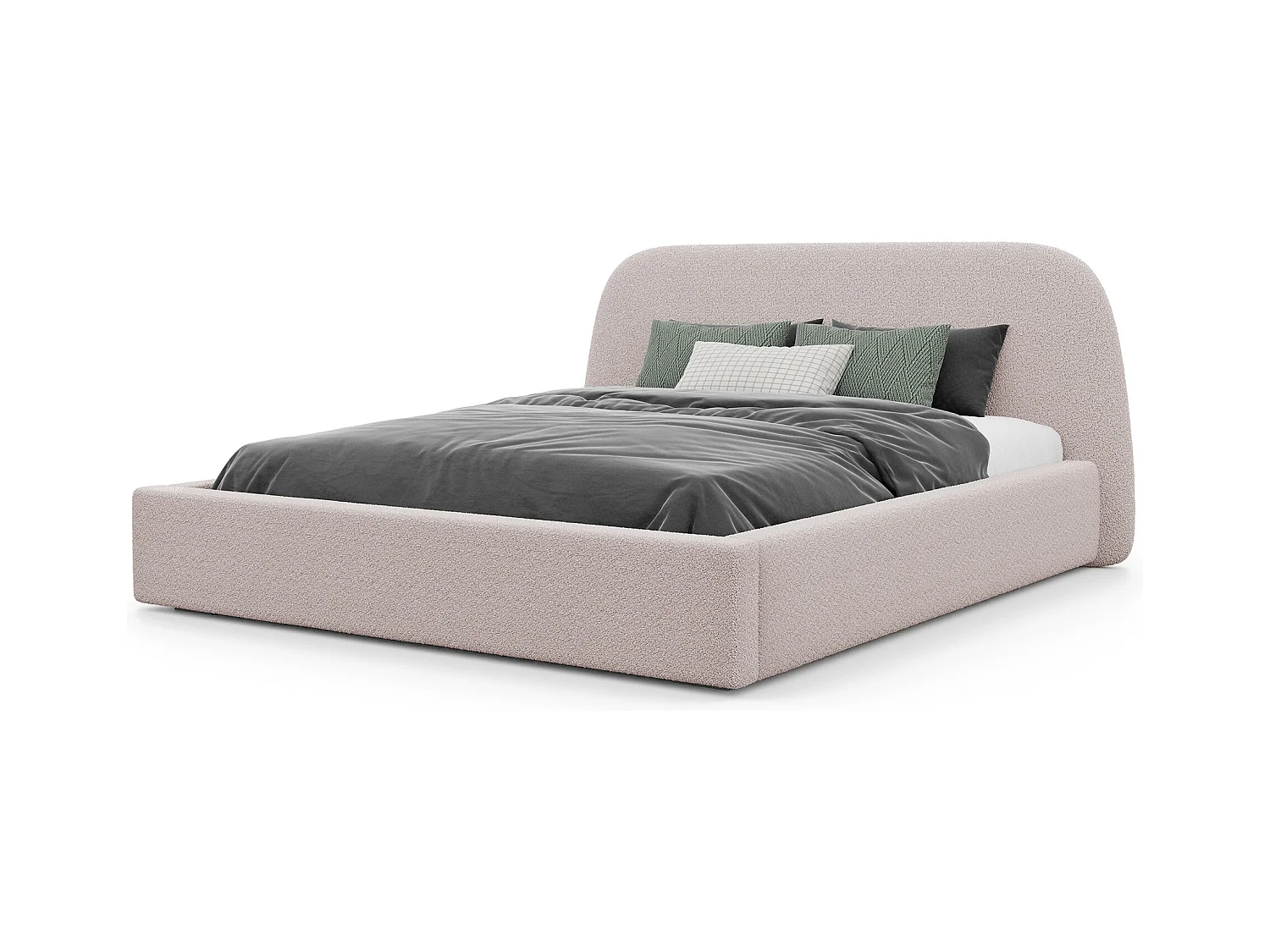 Lit tapissé CLOUD avec coffre de rangement pour la literie | 160x200 Rose poudré