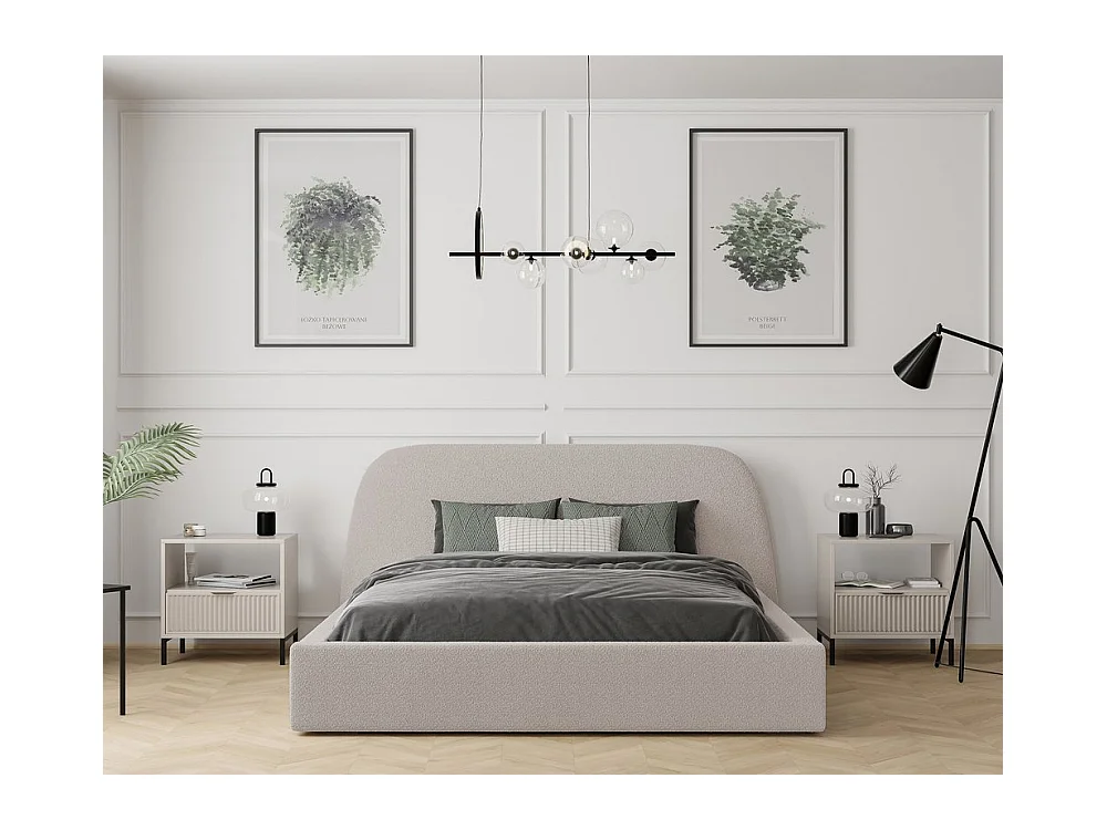 Lit tapissé CLOUD avec coffre de rangement pour la literie | 160x200 Rose poudré