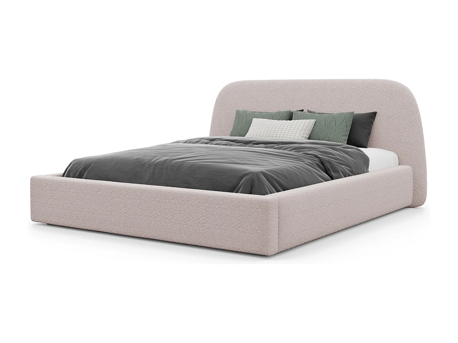 Lit tapissé CLOUD avec coffre de rangement pour la literie | 160x200 Rose poudré