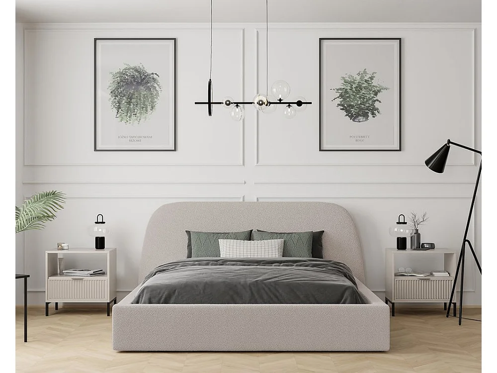 Lit tapissé CLOUD avec coffre de rangement pour la literie | 160x200 Rose poudré