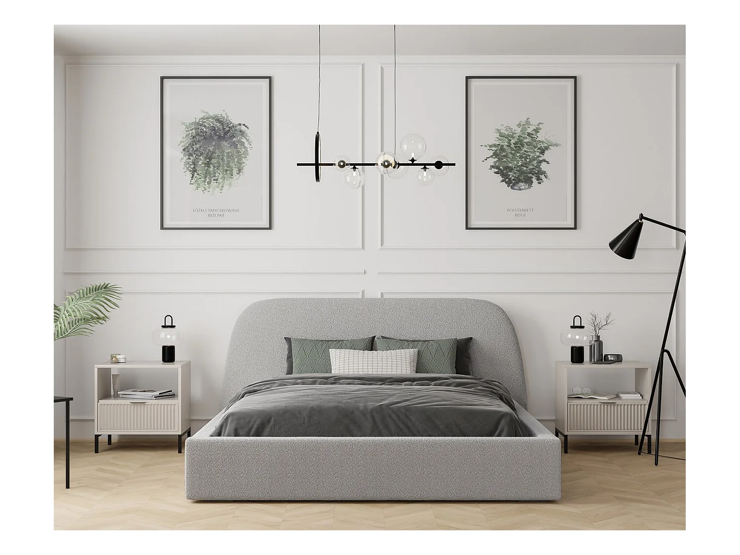 Lit tapissé CLOUD avec coffre de rangement pour la literie | 160x200 Gris