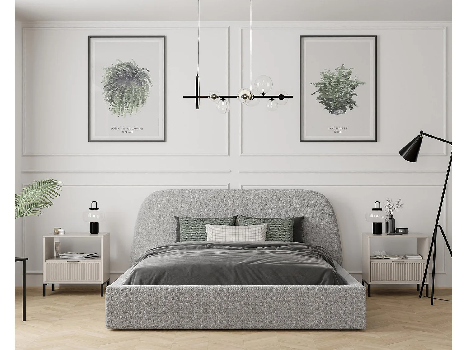 Lit tapissé CLOUD avec coffre de rangement pour la literie | 160x200 Gris