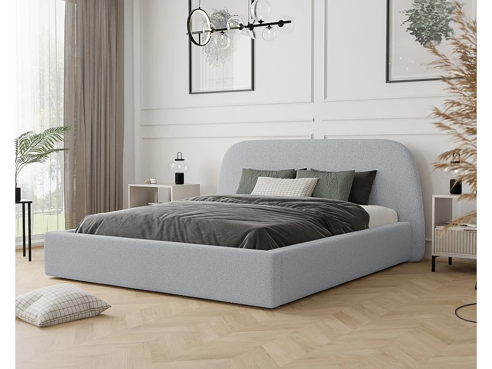 Lit tapissé CLOUD avec coffre de rangement pour la literie | 180x200 Gris