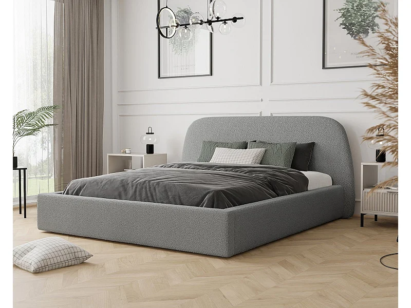 Lit tapissé CLOUD avec coffre de rangement pour la literie | 180x200 Gris