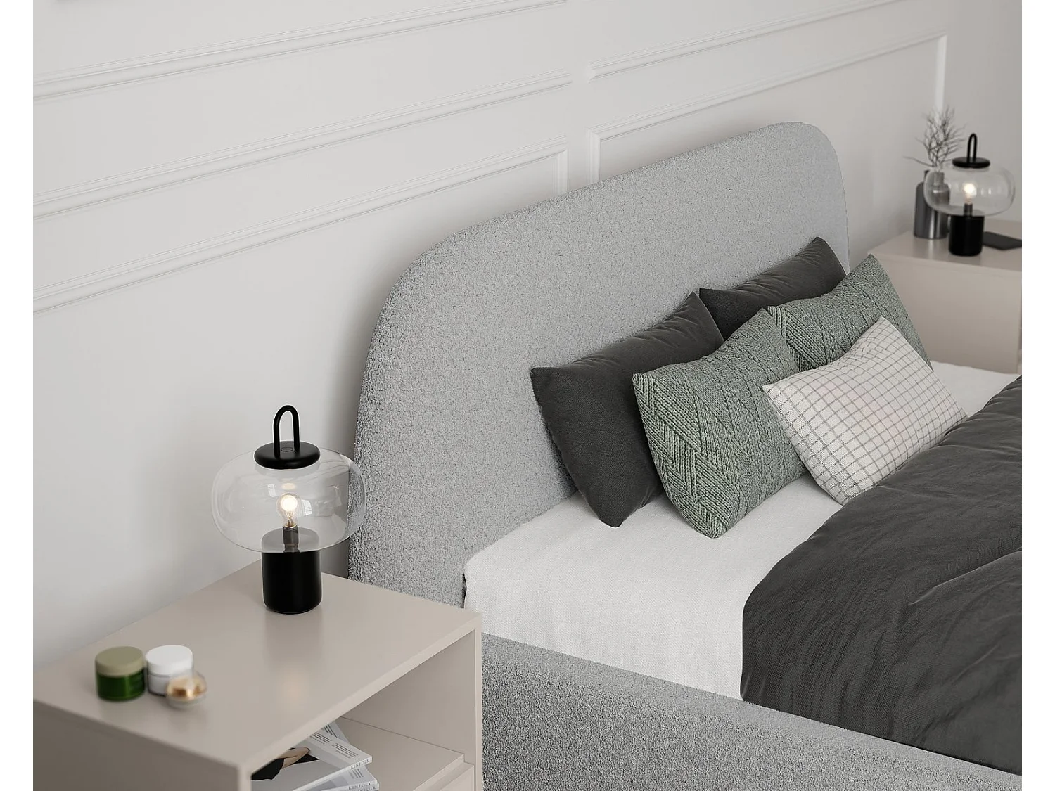 Lit tapissé CLOUD avec coffre de rangement pour la literie | 180x200 Gris