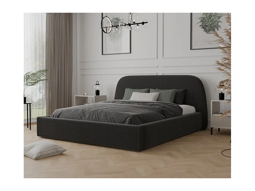 Lit tapissé CLOUD avec coffre de rangement pour la literie | 180x200 Gris anthracite