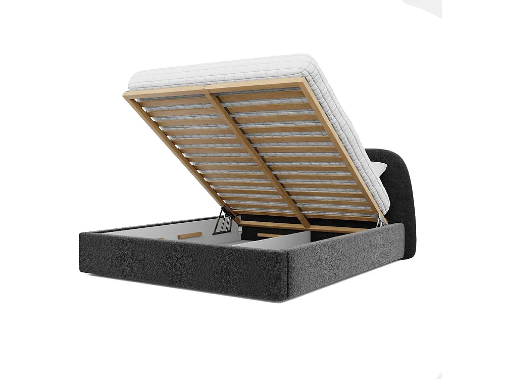Lit tapissé CLOUD avec coffre de rangement pour la literie | 180x200 Gris anthracite