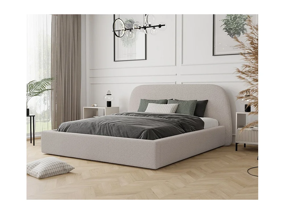 Lit tapissé CLOUD avec coffre de rangement pour la literie | 140x200 Rose poudré