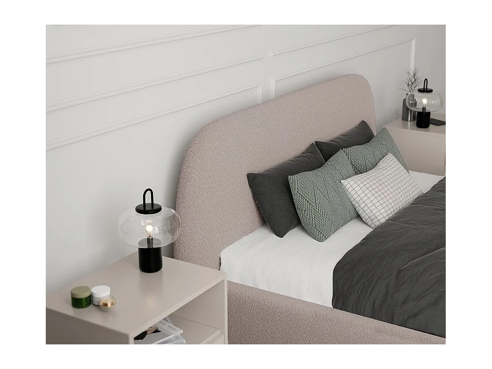 Lit tapissé CLOUD avec coffre de rangement pour la literie | 140x200 Rose poudré