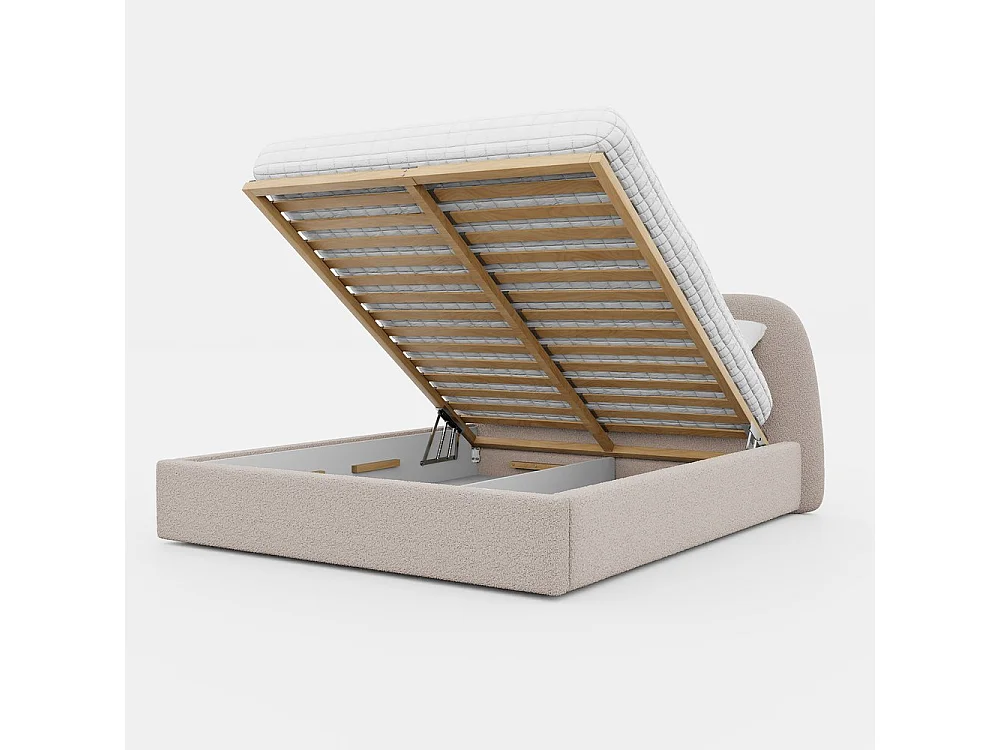 Lit tapissé CLOUD avec coffre de rangement pour la literie | 140x200 Rose poudré