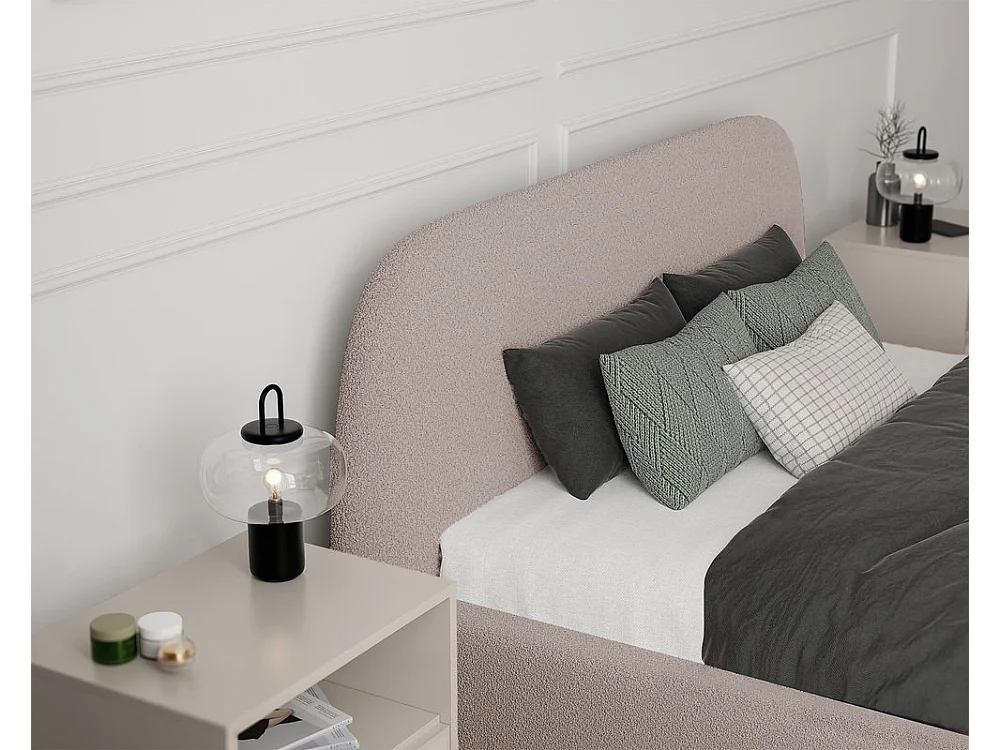 Lit tapissé CLOUD avec coffre de rangement pour la literie | 140x200 Rose poudré