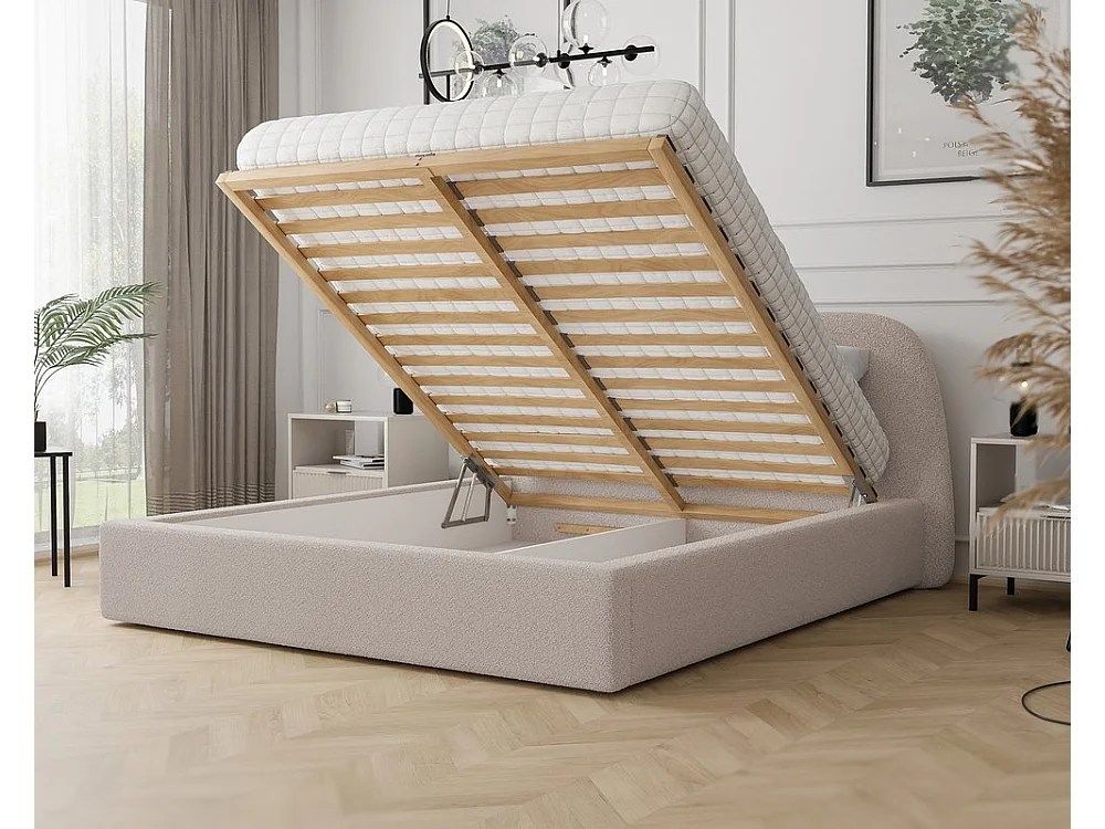 Lit tapissé CLOUD avec coffre de rangement pour la literie | 180x200 Rose poudré