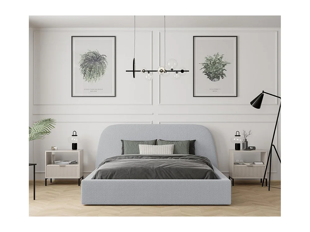 Lit tapissé CLOUD avec coffre de rangement pour la literie | 160x200 Gris