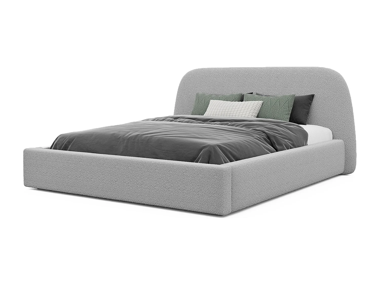 Lit tapissé CLOUD avec coffre de rangement pour la literie | 160x200 Gris