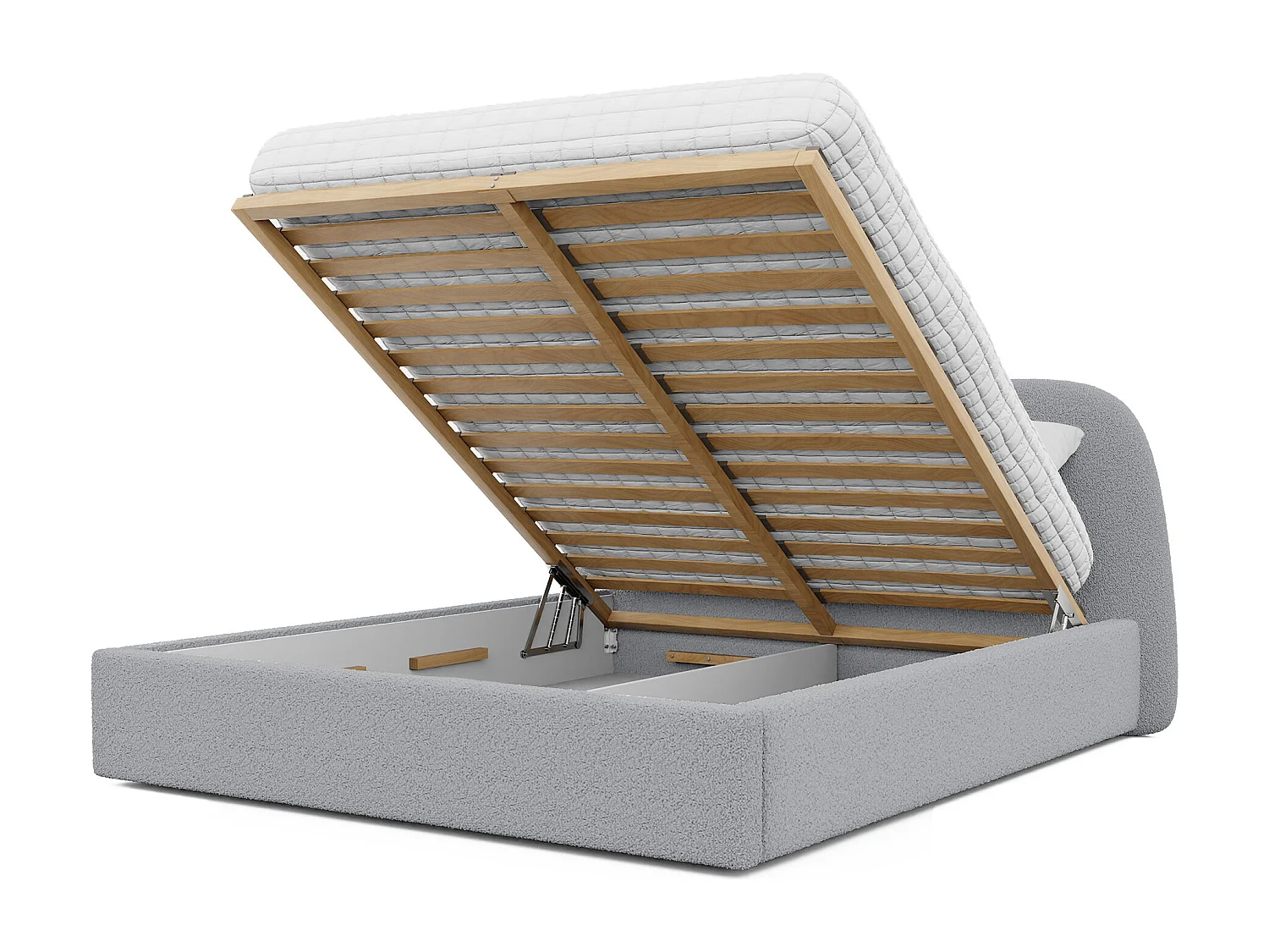 Lit tapissé CLOUD avec coffre de rangement pour la literie | 160x200 Gris