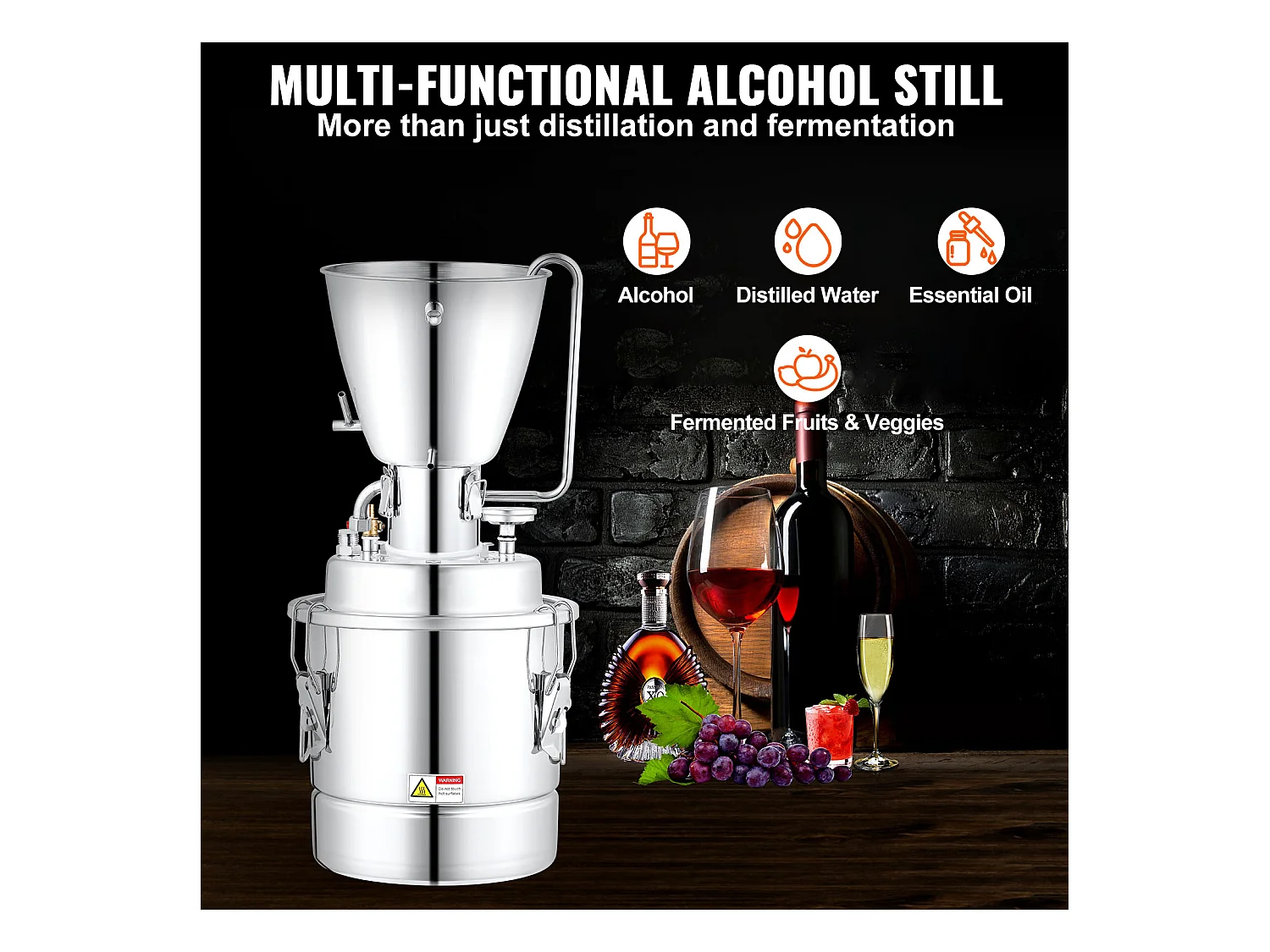 Distillateur d'Alcool SucceBuy 70L Machine Équipement de Brassage pour la Distillation à Domicile de Whisky DIY, Acier Inoxydable