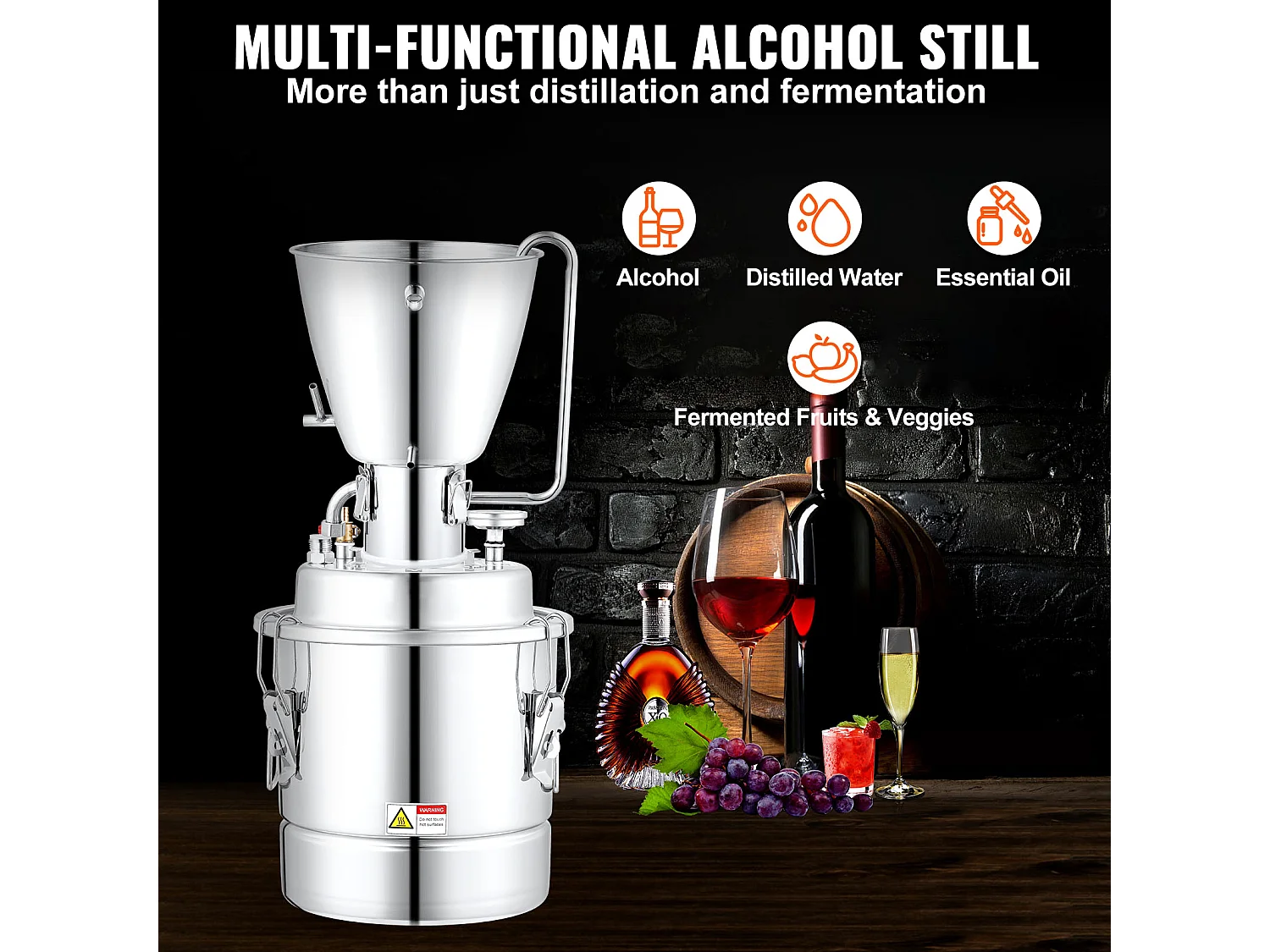 Distillateur d'Alcool SucceBuy 70L Machine Équipement de Brassage pour la Distillation à Domicile de Whisky DIY, Acier Inoxydable