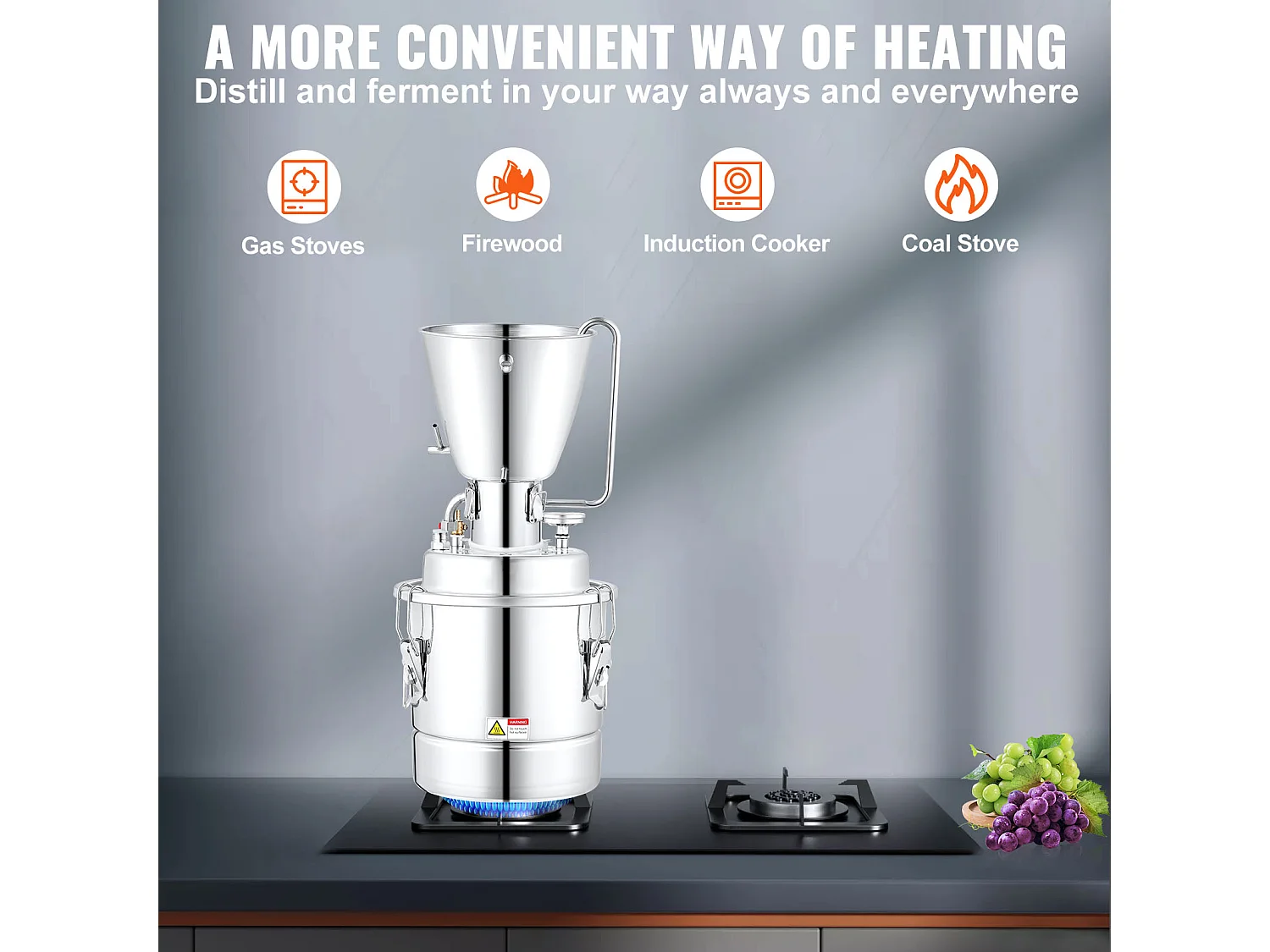 Distillateur d'Alcool SucceBuy 70L Machine Équipement de Brassage pour la Distillation à Domicile de Whisky DIY, Acier Inoxydable