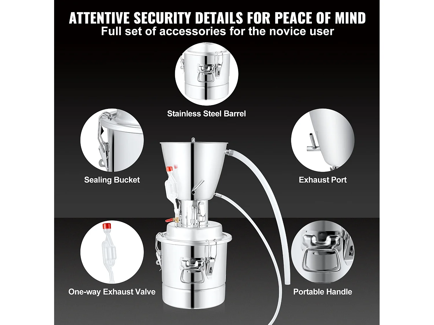 Distillateur d'Alcool SucceBuy 70L Machine Équipement de Brassage pour la Distillation à Domicile de Whisky DIY, Acier Inoxydable