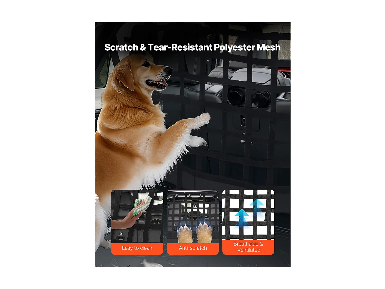 Autobarrière voor Honden SucceBuy, Geschikt voor Jeep Wrangler en JL (2018-2024), 144 x 72 x 0,8 cm