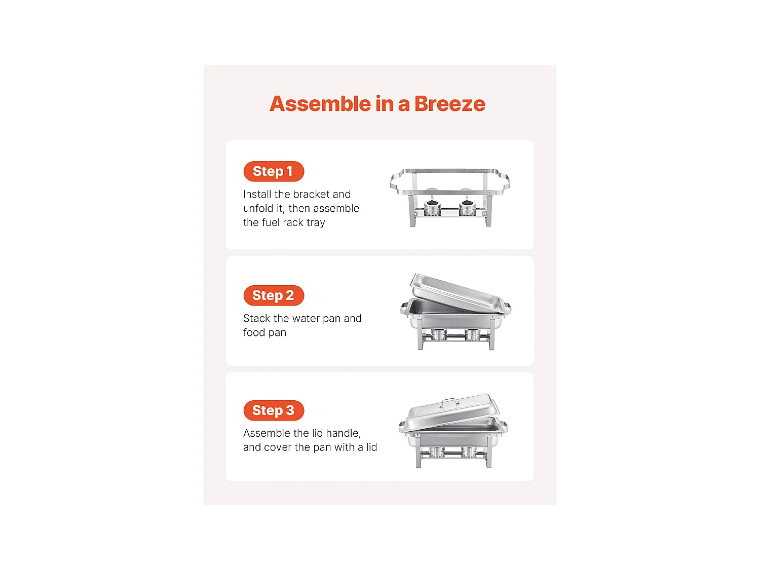 Speisenwärmer SucceBuy 4-teiliges, Rechteckiges Buffet-Chafing-Dish-Set (7.5 L) aus Edelstahl