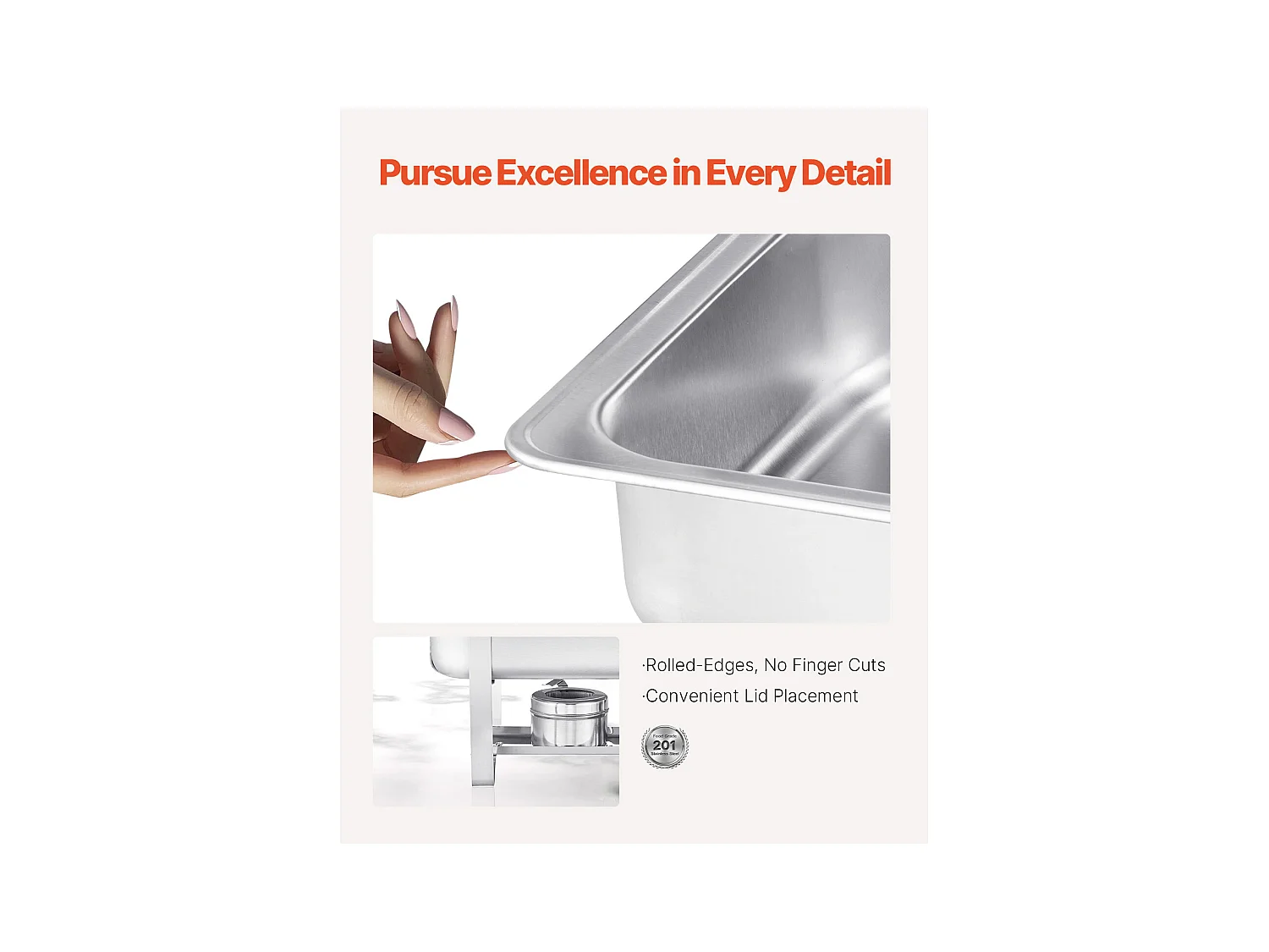 Speisenwärmer SucceBuy 4-teiliges, Rechteckiges Buffet-Chafing-Dish-Set (7.5 L) aus Edelstahl