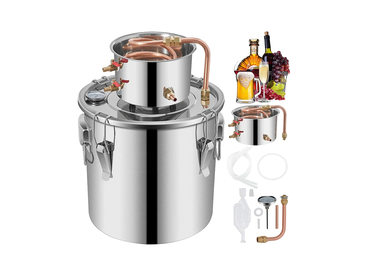 Distillateur d'Alcool SucceBuy 32 L, Équipement de Distillation d'Alcool en Acier Inoxydable