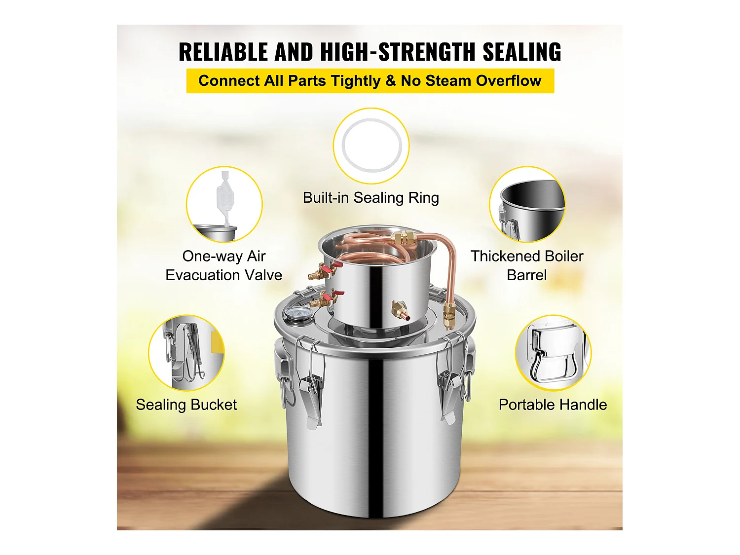 Distillateur d'Alcool SucceBuy 32 L, Équipement de Distillation d'Alcool en Acier Inoxydable