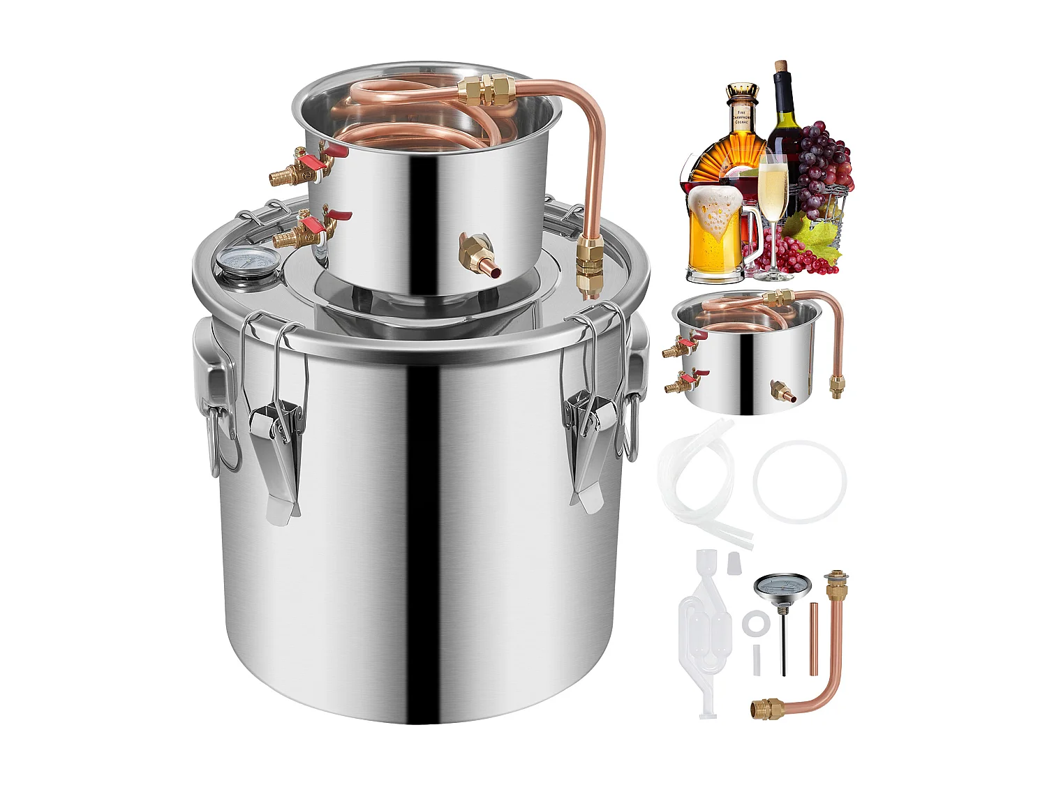 Distillateur d'Alcool SucceBuy 32 L, Équipement de Distillation d'Alcool en Acier Inoxydable