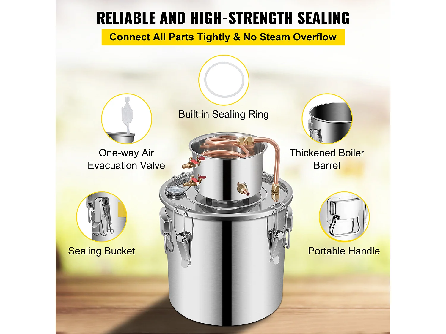 Distillateur d'Alcool SucceBuy 32 L, Équipement de Distillation d'Alcool en Acier Inoxydable