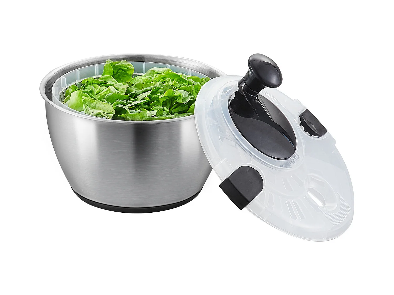 Essoreuse à Salade, SucceBuy Essoreuse à Salade en Acier Inoxydable 4,5 L, Séchoir à Légumes sans BPA