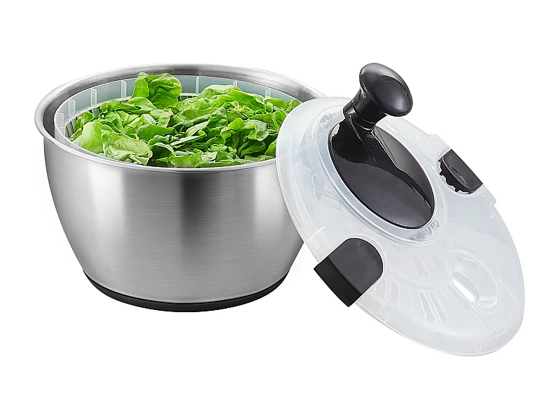 Essoreuse à Salade, SucceBuy Essoreuse à Salade en Acier Inoxydable 4,5 L, Séchoir à Légumes sans BPA