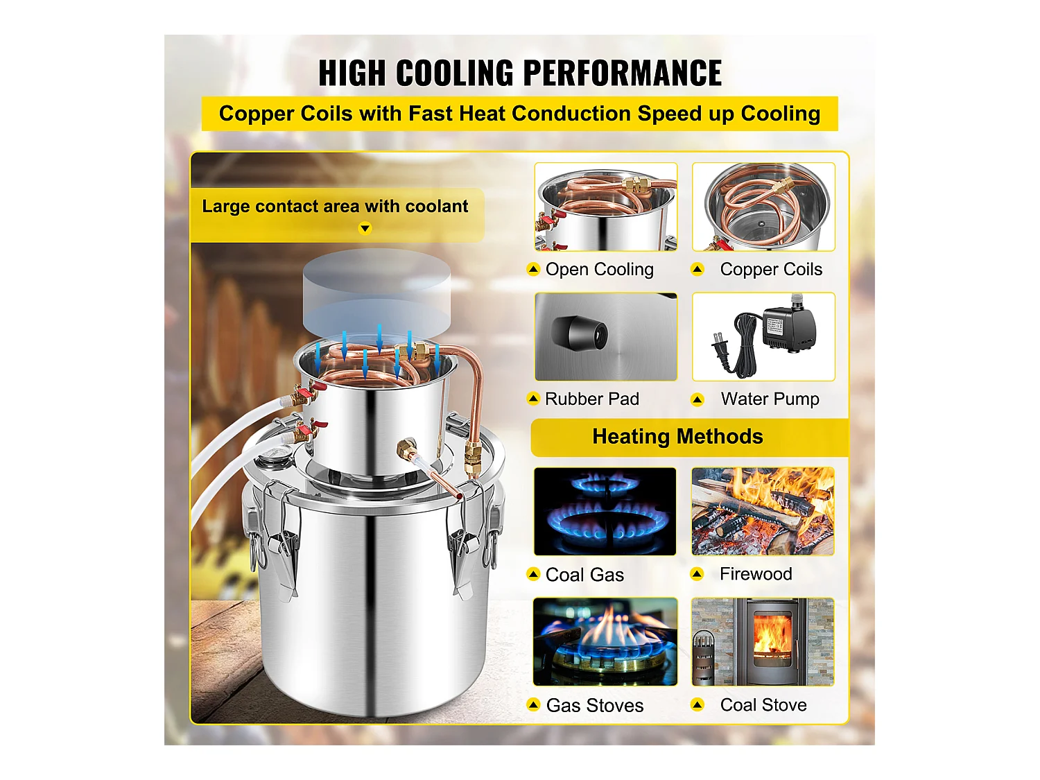 Distillateur d'Alcool SucceBuy, 50 L, Kit de Brassage de Distillateur d'Alcool en Acier Inoxydable avec Pompe à Eau