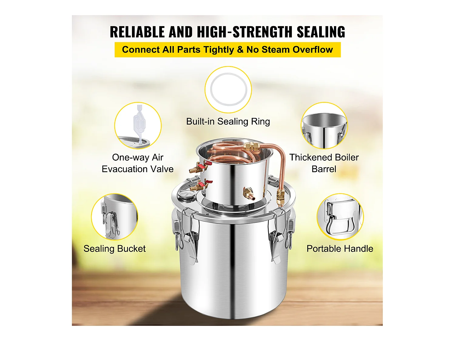 Distillateur d'Alcool SucceBuy, 50 L, Kit de Brassage de Distillateur d'Alcool en Acier Inoxydable avec Pompe à Eau