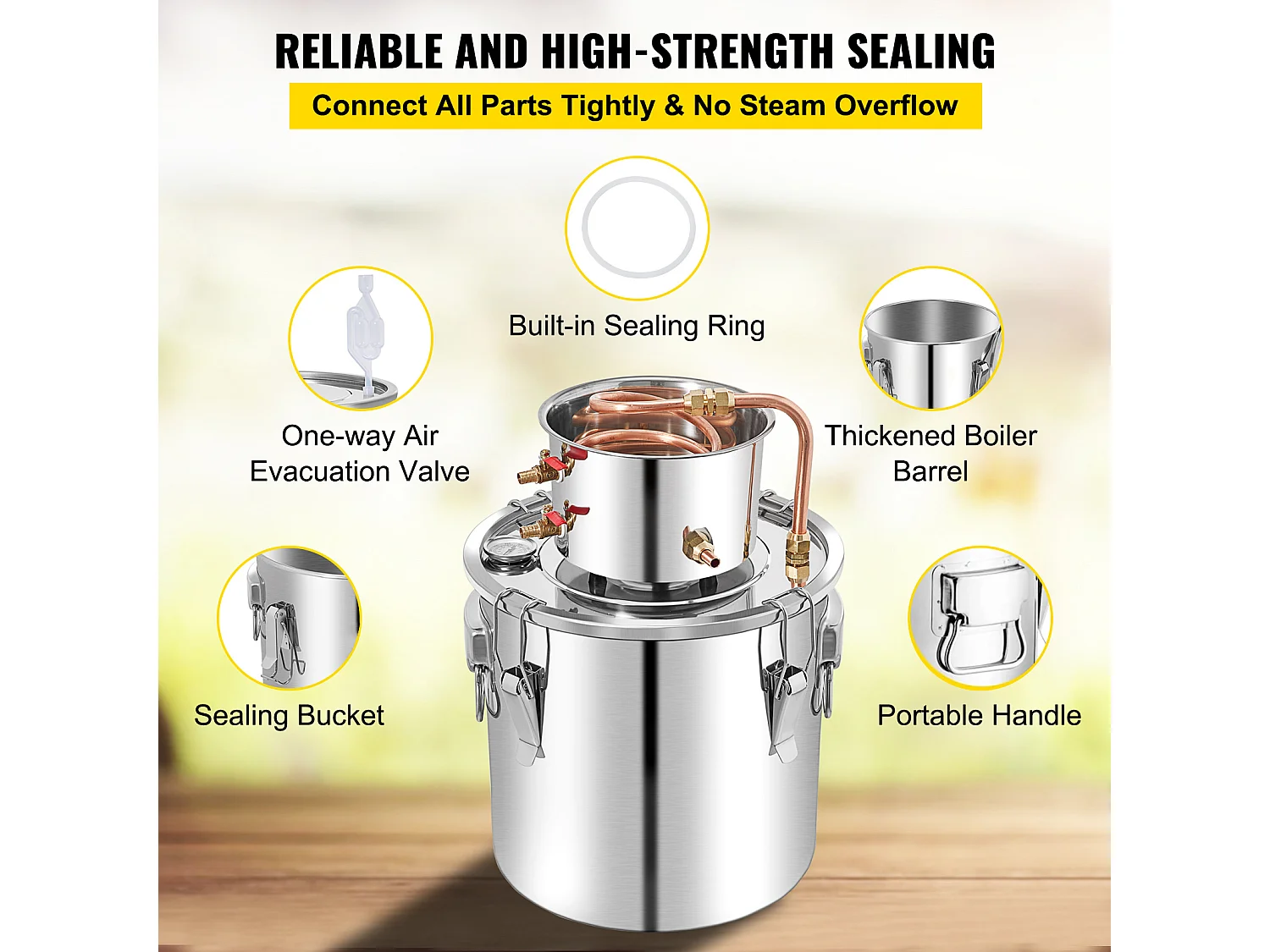 Distillateur d'Alcool SucceBuy, 50 L, Kit de Brassage de Distillateur d'Alcool en Acier Inoxydable avec Pompe à Eau