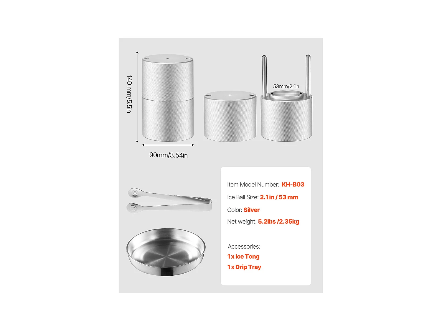 Forma de Gelo SucceBuy Prensa de Gelo, Kit de Máquina de Gelo de 5.3 cm para Uísque, Prata, Ideal para Bebidas e Festas