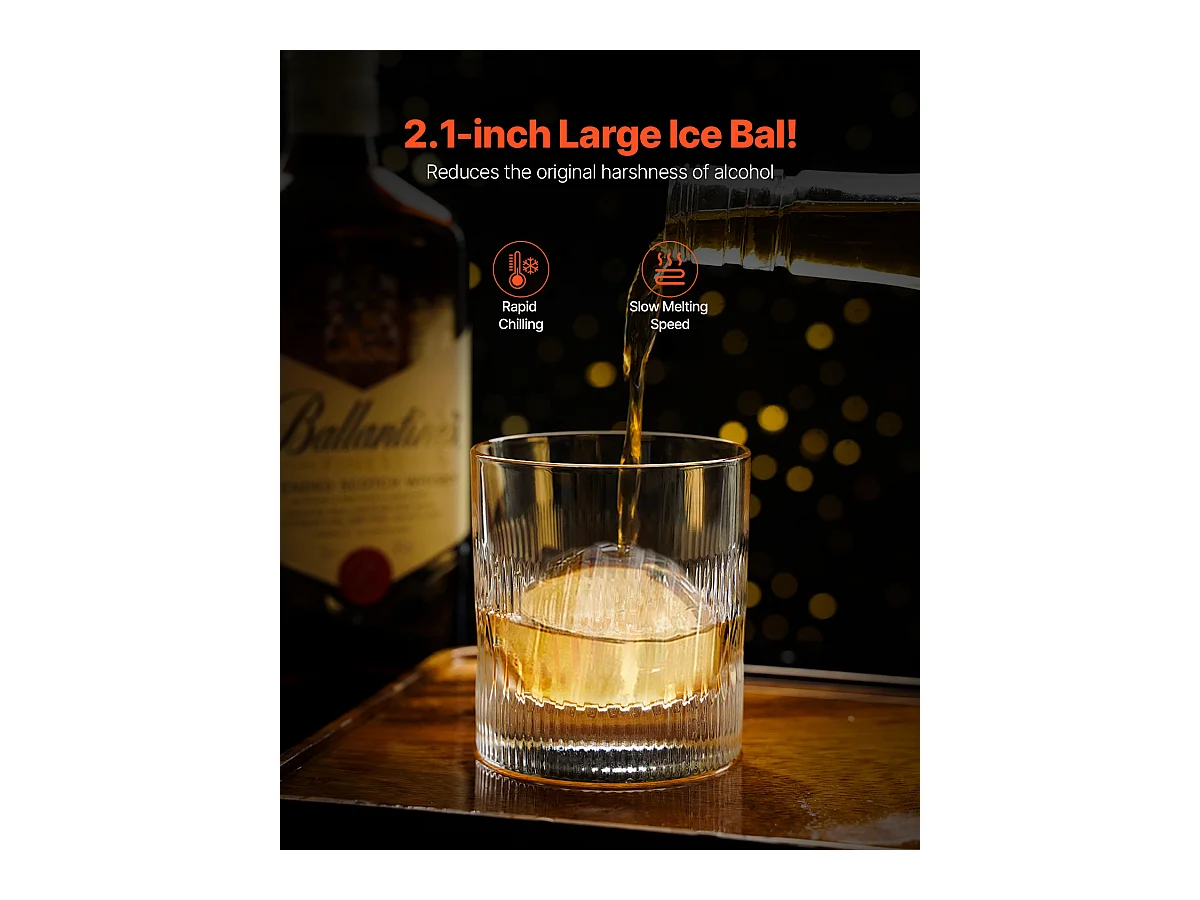 Forma de Gelo SucceBuy Prensa de Gelo, Kit de Máquina de Gelo de 5.3 cm para Uísque, Prata, Ideal para Bebidas e Festas