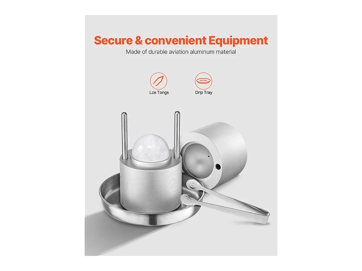 Forma de Gelo SucceBuy Prensa de Gelo, Kit de Máquina de Gelo de 5.3 cm para Uísque, Prata, Ideal para Bebidas e Festas