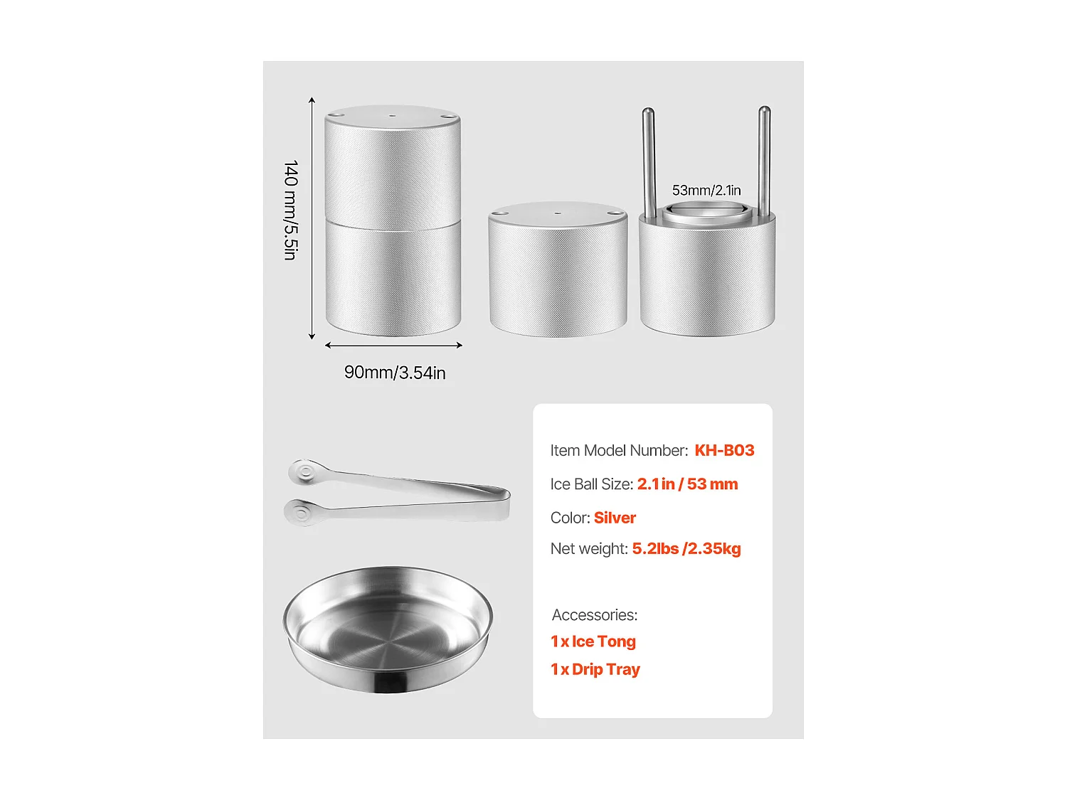 Ijsvorm SucceBuy Ijspers, Ijsmachine Kit van 5.3 cm voor Whisky, Zilver, Ideaal voor Dranken en Feesten