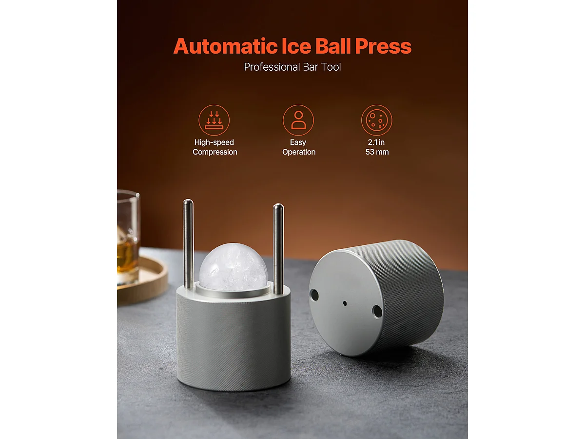 Ijsvorm SucceBuy Ijspers, Ijsmachine Kit van 5.3 cm voor Whisky, Zilver, Ideaal voor Dranken en Feesten