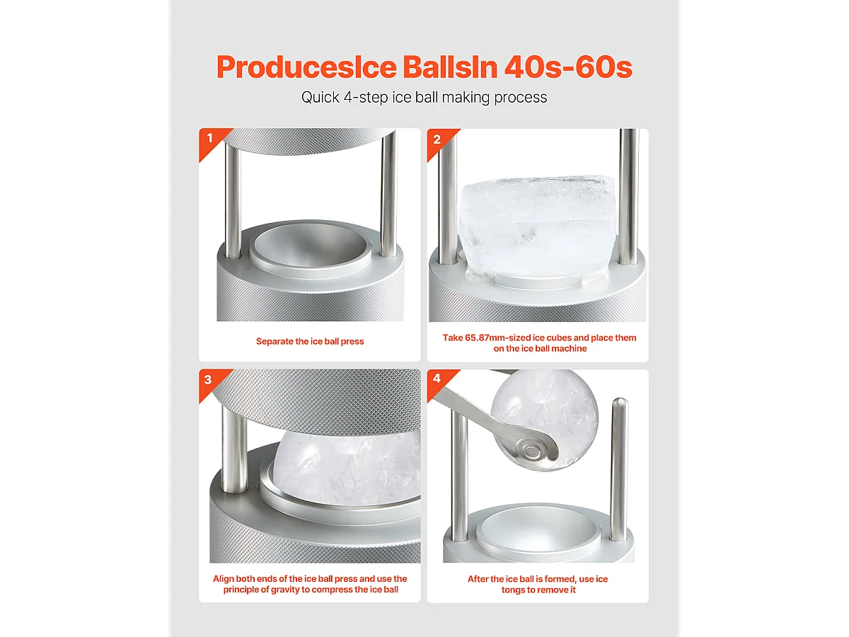 Ijsvorm SucceBuy Ijspers, Ijsmachine Kit van 5.3 cm voor Whisky, Zilver, Ideaal voor Dranken en Feesten