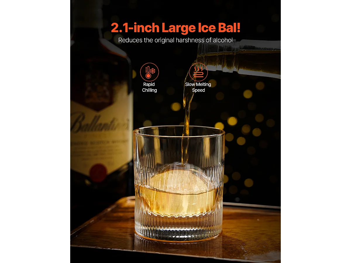 Ijsvorm SucceBuy Ijspers, Ijsmachine Kit van 5.3 cm voor Whisky, Zilver, Ideaal voor Dranken en Feesten