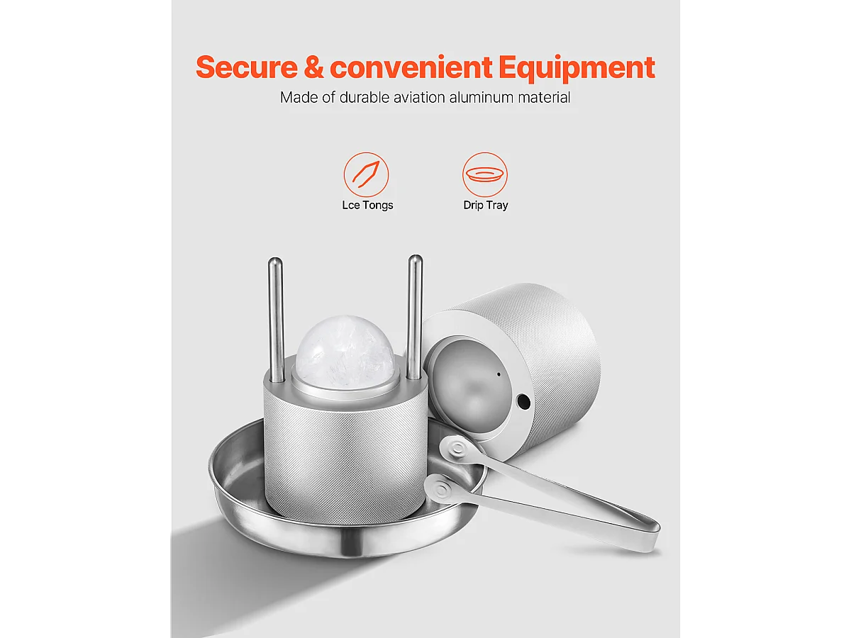 Ijsvorm SucceBuy Ijspers, Ijsmachine Kit van 5.3 cm voor Whisky, Zilver, Ideaal voor Dranken en Feesten