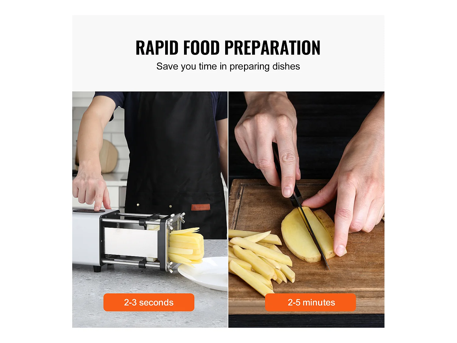 Coupe-Frites électrique SucceBuy, Hachoir à Pommes de Terre et Légumes en Acier Inoxydable