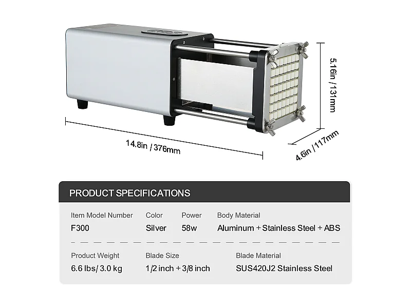 Cortador De Batatas Elétrico SucceBuy, Picador De Batatas E Legumes Em Aço Inoxidável