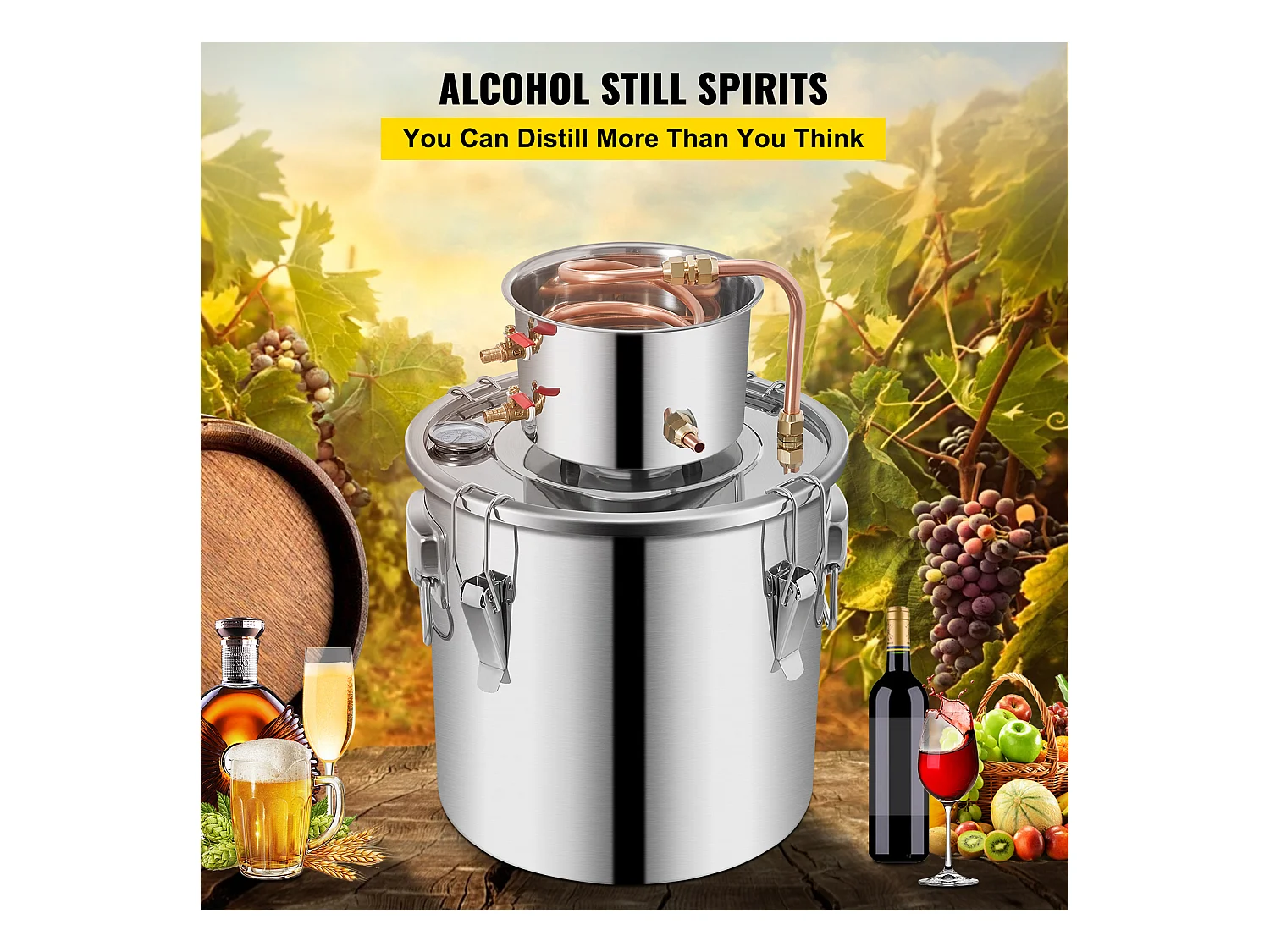 Distillateur d'Alcool SucceBuy, 36 L, Fabrication de Whisky, Pompe à Eau, pour Organiser des Réunions de Famille et des Fêtes Festives
