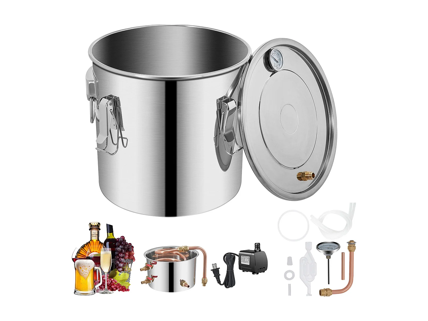 Distillatore di Alcool SucceBuy, 36 L, Produzione di Whisky, Pompa dell'Acqua, per Organizare Riunioni Familiari e Feste Festive