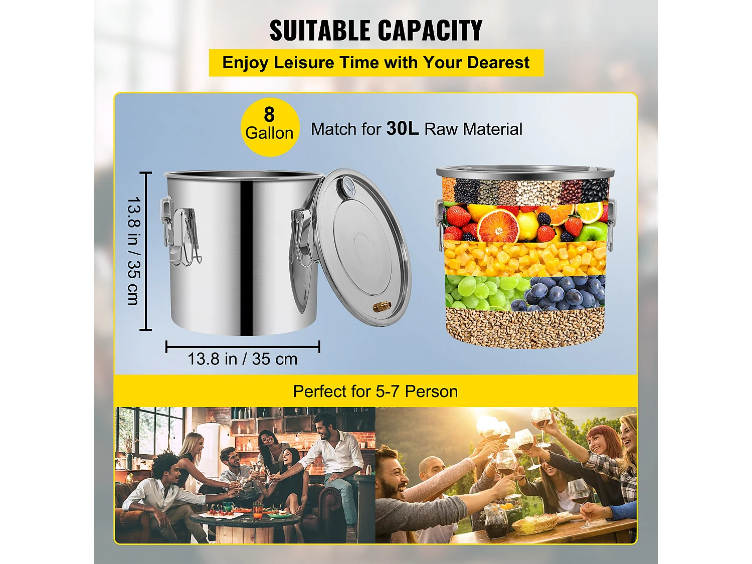 Distillatore di Alcool SucceBuy, 36 L, Produzione di Whisky, Pompa dell'Acqua, per Organizare Riunioni Familiari e Feste Festive